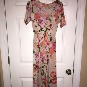Pink floral maxi dress